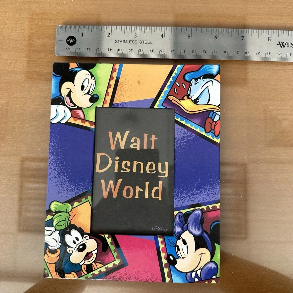 Disney Parks Picture Frame Mickey Minnie Goofy Donald Holds 3 x5 Photo